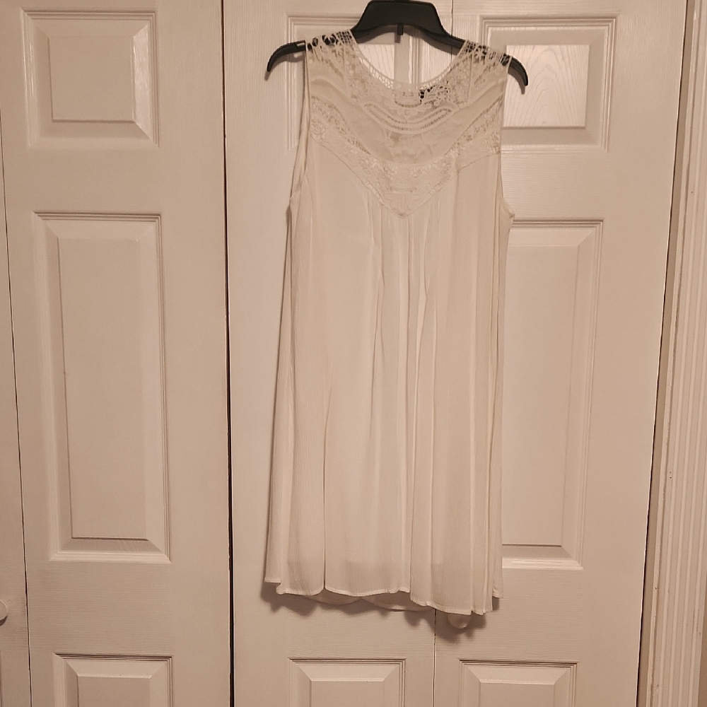 AUW White Sleeveless Sundress for Wedding Guest